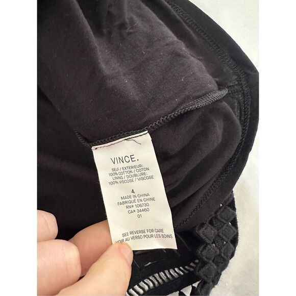 NWT Vince Geo Lace High Neck Tank Top Black Size 4 Eyelet - Picture 10 of 11
